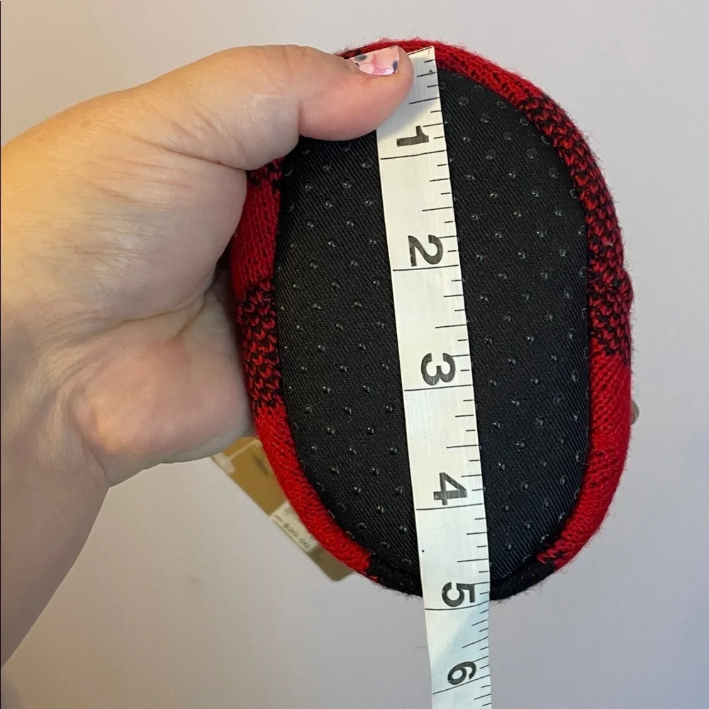 Dearfoams Memory Foam Red Black Buffalo Check Baby Bear Limited Edition Slippers